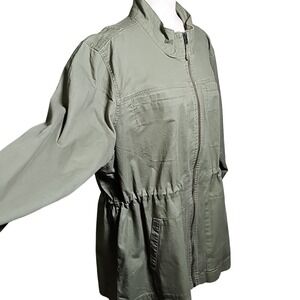 Gap Army Green Utility 100% Cotton Cargo Jacket Drawstring Waist Size XXL